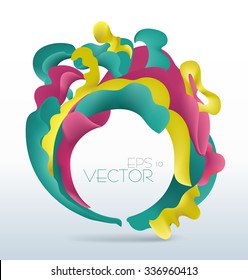 Vetor modern abstract waving fluid background with pink, yellow and aquamarine elements