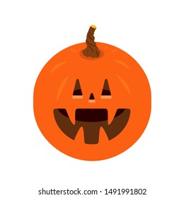 vetor october pumpkin halloween orange face isolated on white