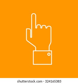 Vetor outline hand pointer icon on color background 