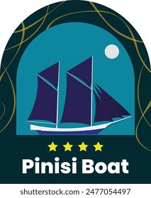 vetor pinisi ship logo background for companies communities, communities or outdoor activities