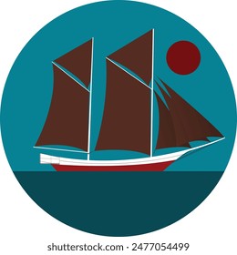 vetor pinisi ship logo background for companies communities, communities or outdoor activities