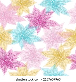 Vetor seamless floral colorful pattern on a white background Botanical Motifs scattered random.