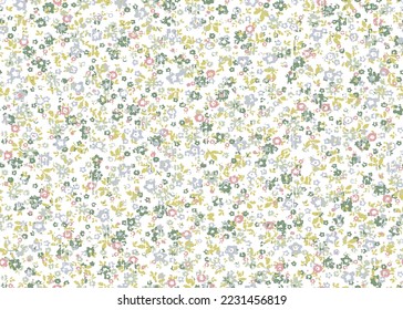 Vetor seamless floral colorful pattern on a white background,Blooming midsummer meadow seamless pattern.Floral liberty pattern. Plant background for fashion, tapestries, prints. Modern floral design .