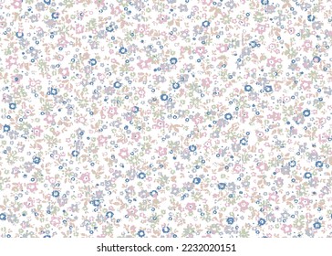 Vetor seamless floral colorful pattern on a white background,Blooming blue midsummer meadow seamless pattern.Floral liberty pattern. for fashion, tapestries, prints. Modern floral design .