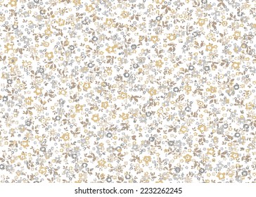 Vetor seamless floral colorful pattern on a white background,Blooming yellow midsummer meadow seamless pattern.Floral liberty pattern.for fashion, tapestries, prints. Modern floral design .