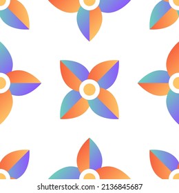 Vetor seamless floral colorful surface pattern. Geometric gradient flowers. Spring or summer natural botanical ornament. Fashion repeat background.