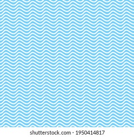 Vetor seamless pattern, sea waves, light blue color, simple geometric pattern template.