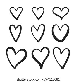 Vetor set of doodle hearts. Design elements for Valentine's day, wedding, invitation.