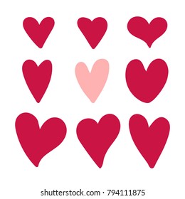 Vetor set of hand drawn hearts. Design elements for Valentine's day, wedding, invitation.