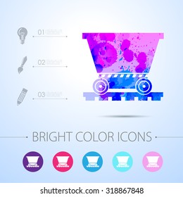 Vetor watercolor trolley icon with infographic elements 