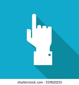 Vetor white flat hand pointer icon on blue background 