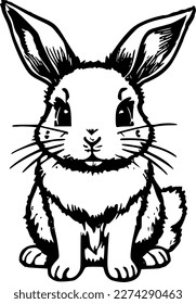 Vetorial black and white drawing of a bunny, can be used in Easter as the Easter Bunny