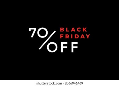 Vetorial Lettering Black Friday for Sale Label 70% off in Black Background