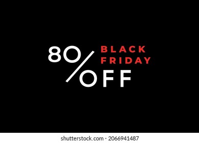 Vetorial Lettering Black Friday for Sale Label 80% off in Black Background