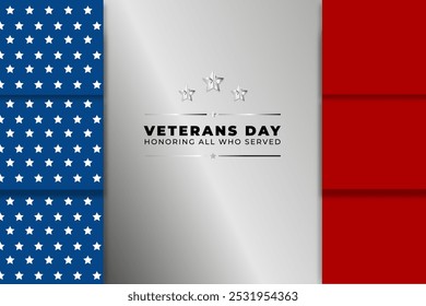 Vetrans Day Background for banner, poster, greeting card etc. With star and red blue color.