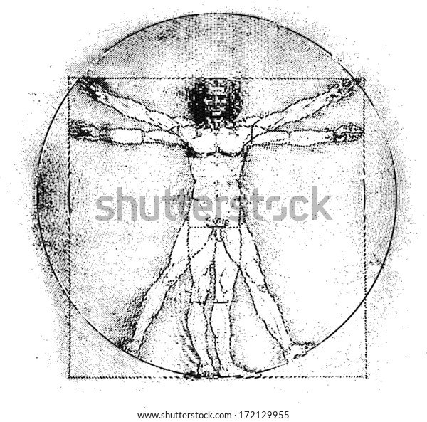 フェトルフ人男性 レオナルド ダ ヴィンチによる人間解剖学 ライングラフィック ベクターイラスト のベクター画像素材 ロイヤリティフリー