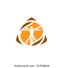 Vetruvian man sign Branding Identity Corporate vector logo design template Isolated on a white background