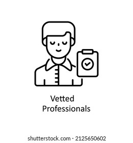 Vetted Professionals Vektorgrafik-Outline-Symbol für Web einzeln auf weißem Hintergrund EPS10-Datei
