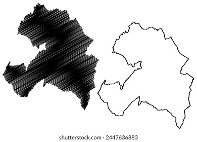 Veveyse District (Switzerland, Swiss Confederation, Canton of Fribourg or Freiburg) map vector illustration, scribble sketch Bezirk Vivisbach map