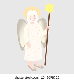 Vevtor - illustration  of an angel with a shepherds star crook.