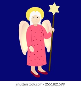 Vevtor - illustration  of an angel with a shepherds star crook.