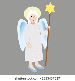 Vevtor - illustration  of an angel with a shepherds star crook.