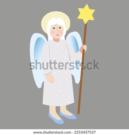 Vevtor - illustration  of an angel with a shepherds star crook.
