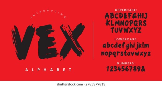 Vex alphabet font a bold and aggressive textured brush typeface for horror poster design