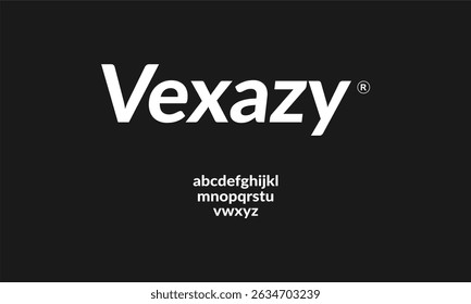 Vexazy Font - A sleek, modern sans-serif font with clean lines and a sharp edge. Ideal for minimalist designs, tech branding, and contemporary logos. Perfect for creating bold, impactful headlines and