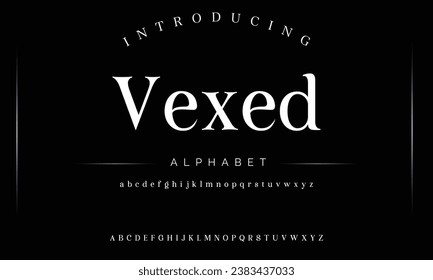 Vexed luxury alphabet font. Typography urban style fonts for fashion, retail, feminine, beauty care, jewellery logo design