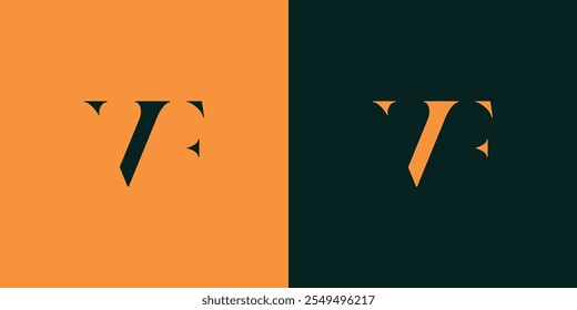 VF abstract minimalist letters Logo Monogram. It is a minimalist logo, this logo is made by combining two letters