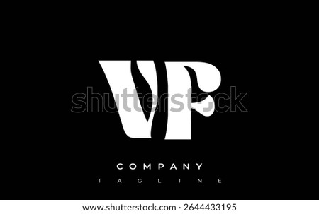 VF Creative Abstract Typography Logo Design. Elegant logo combining bold typography and creative shapes, ideal for branding and identity solutions.
