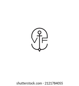 VF creative letter logo design in anchor concept with high quality professional design that will print well across any print media