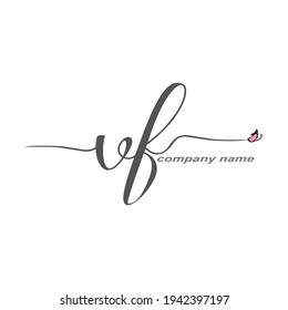VF Initial Handwriting logo luxury vector beauty