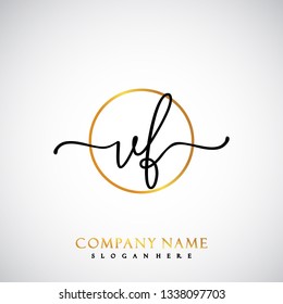 VF Initial Handwriting logo template vector