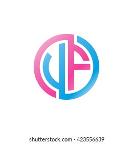 VF initial letters looping linked circle logo pink blue