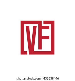 VF initial letters looping linked square logo red