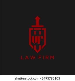 VF initial monogram for law firm with sword and shield logo image