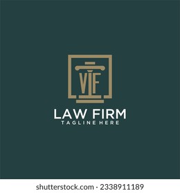 VF initial monogram logo for lawfirm with pillar design in creative square