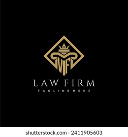 VF initial monogram logo for lawfirm with pillar in creative square design