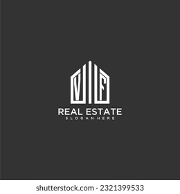 VF initial monogram logo for real estate with home shapes creative design