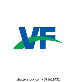 VF initial overlapping swoosh letter logo blue green