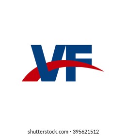 VF initial overlapping swoosh letter logo blue red