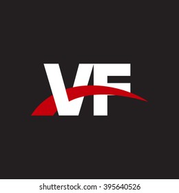 VF initial overlapping swoosh letter logo white red black background