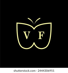VF Initials Ilustración vectorial de logotipo de mariposa de lujo