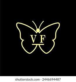 VF Initials Luxury Butterfly logo Vector illustration