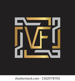 VF Letter logo initial capital monogram with abstract ornament