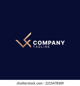 Diseño del logotipo de monograma de letras VF, con objetos cuadrados recortados.