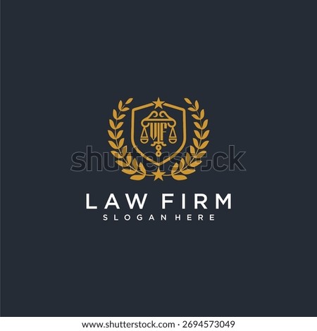 VF letter monogram logo for lawfirm with pillar and leaf image design