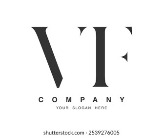 VF logo design. Initial letter v and f serif font style. Creative classic company name typography. Trendy logotype or identity. Vector illustration.